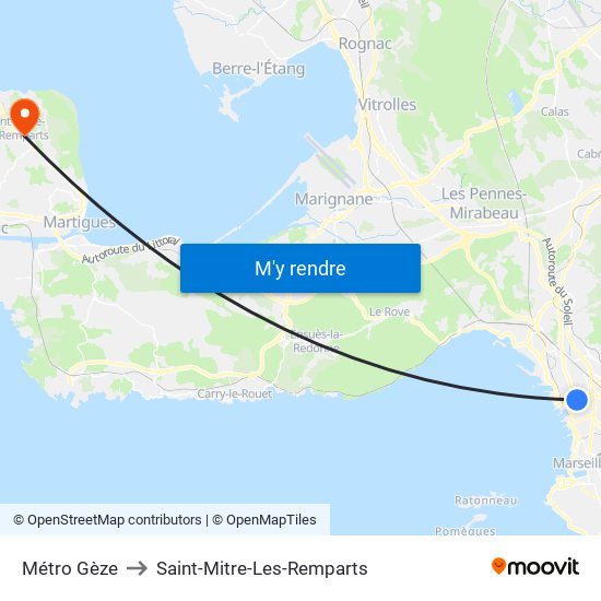 Métro Gèze to Saint-Mitre-Les-Remparts map