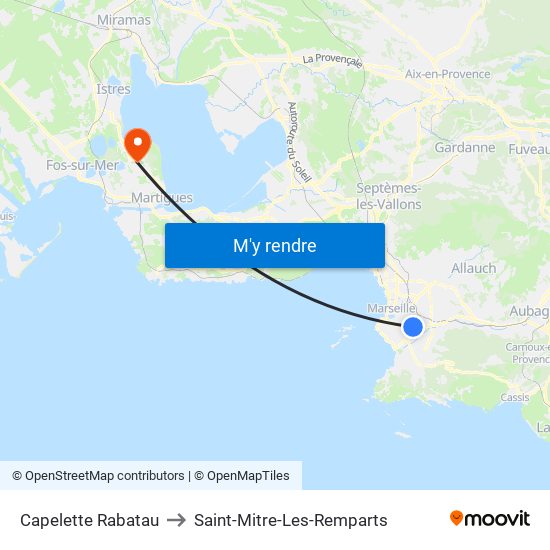 Capelette Rabatau to Saint-Mitre-Les-Remparts map