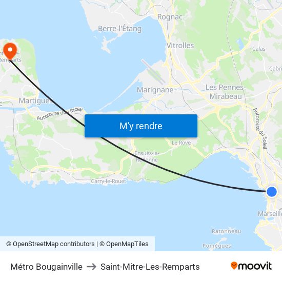Métro Bougainville to Saint-Mitre-Les-Remparts map