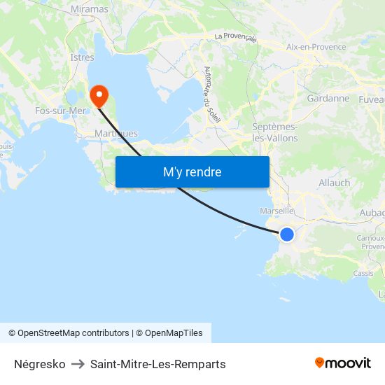 Négresko to Saint-Mitre-Les-Remparts map