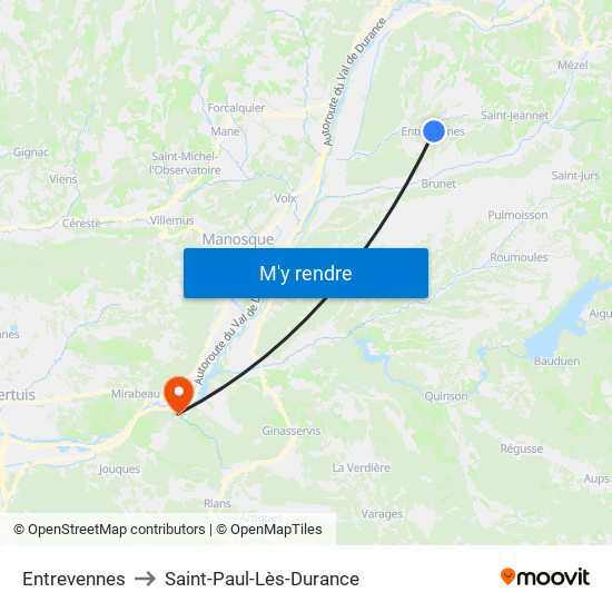 Entrevennes to Saint-Paul-Lès-Durance map