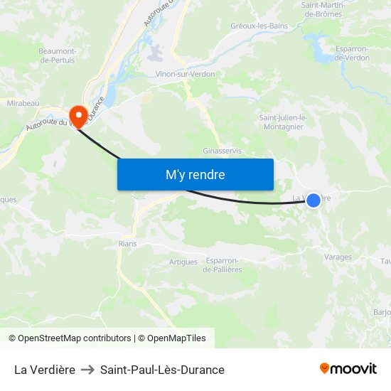 La Verdière to Saint-Paul-Lès-Durance map