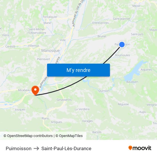 Puimoisson to Saint-Paul-Lès-Durance map