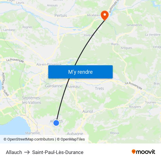 Allauch to Saint-Paul-Lès-Durance map
