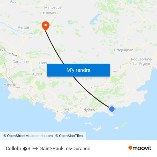 Collobri�S to Saint-Paul-Lès-Durance map