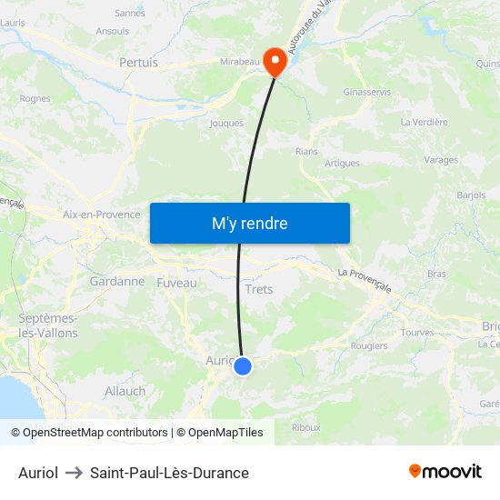 Auriol to Saint-Paul-Lès-Durance map