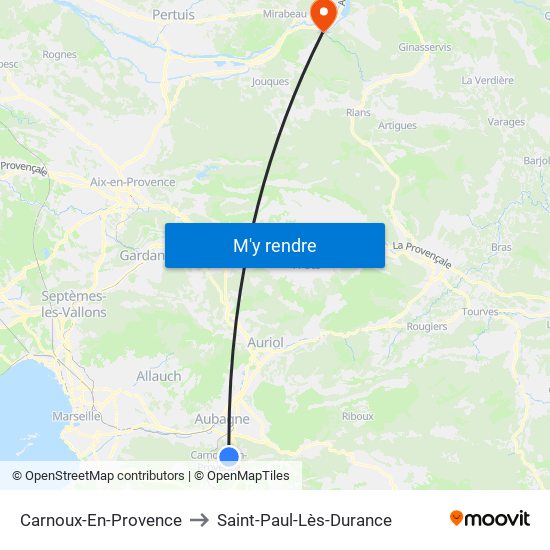 Carnoux-En-Provence to Saint-Paul-Lès-Durance map