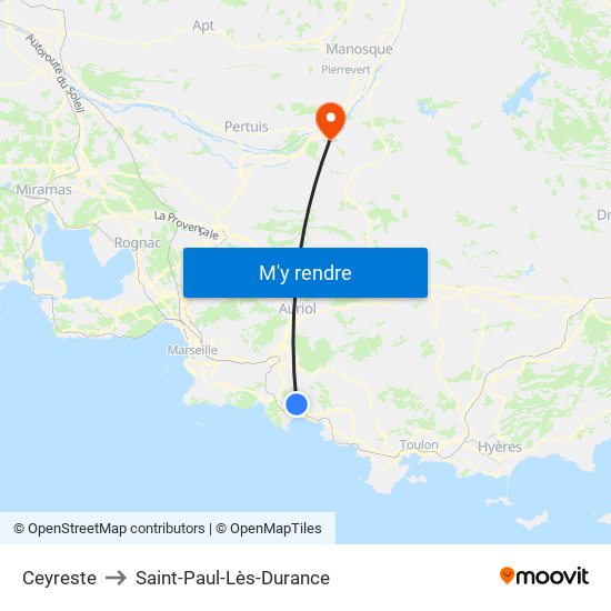 Ceyreste to Saint-Paul-Lès-Durance map