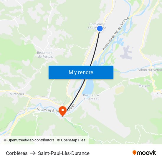 Corbières to Saint-Paul-Lès-Durance map