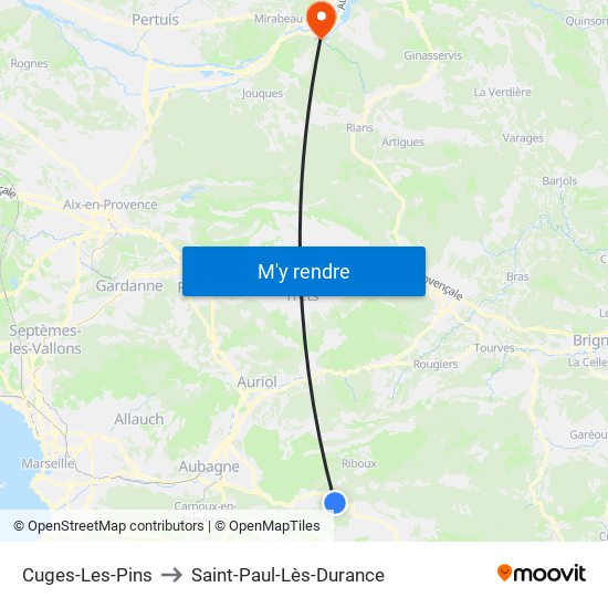 Cuges-Les-Pins to Saint-Paul-Lès-Durance map