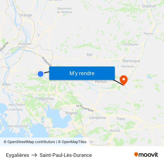 Eygalières to Saint-Paul-Lès-Durance map