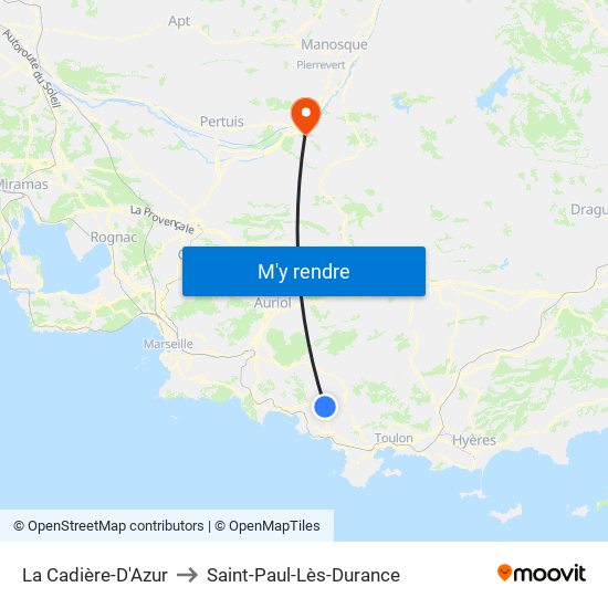 La Cadière-D'Azur to Saint-Paul-Lès-Durance map