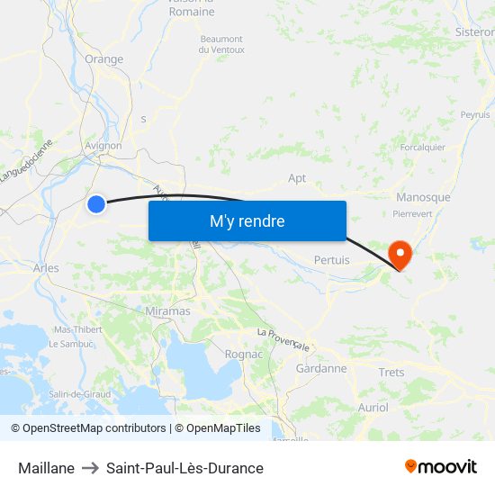 Maillane to Saint-Paul-Lès-Durance map