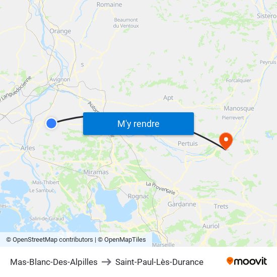 Mas-Blanc-Des-Alpilles to Saint-Paul-Lès-Durance map