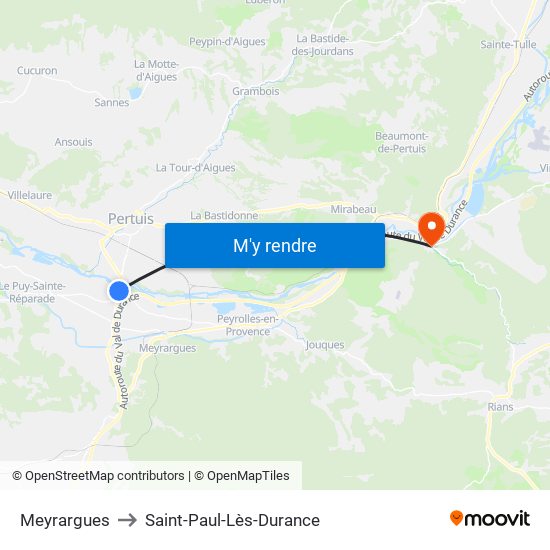 Meyrargues to Saint-Paul-Lès-Durance map