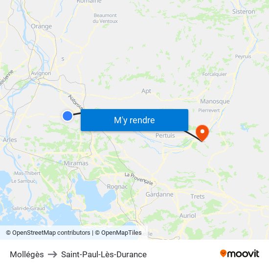 Mollégès to Saint-Paul-Lès-Durance map