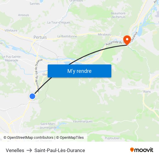 Venelles to Saint-Paul-Lès-Durance map