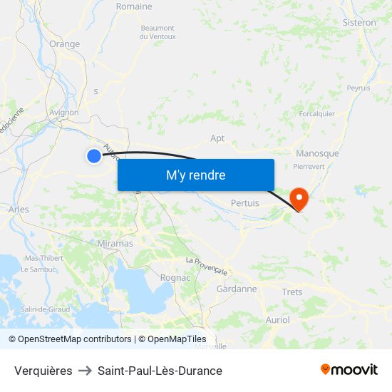 Verquières to Saint-Paul-Lès-Durance map