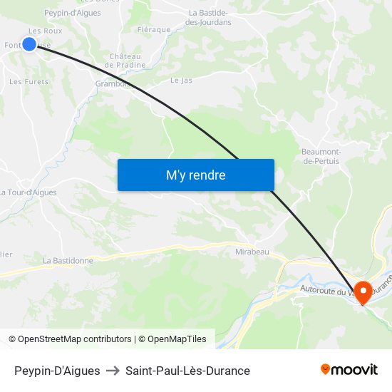 Peypin-D'Aigues to Saint-Paul-Lès-Durance map