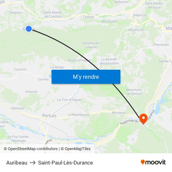 Auribeau to Saint-Paul-Lès-Durance map