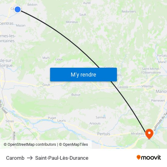 Caromb to Saint-Paul-Lès-Durance map