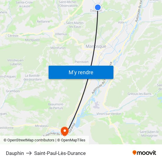 Dauphin to Saint-Paul-Lès-Durance map