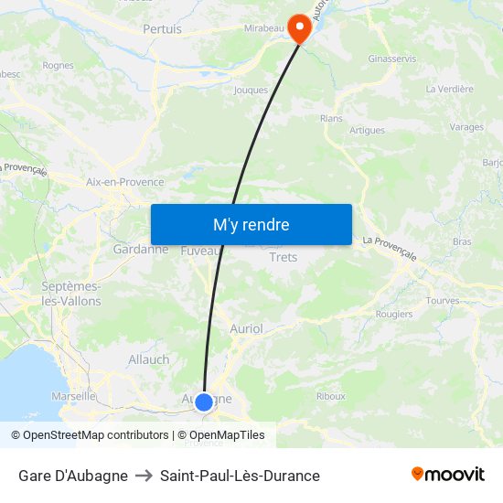 Gare D'Aubagne to Saint-Paul-Lès-Durance map