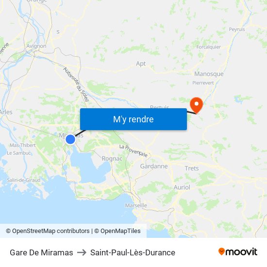 Gare De Miramas to Saint-Paul-Lès-Durance map