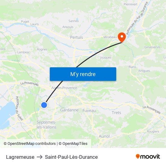 Lagremeuse to Saint-Paul-Lès-Durance map