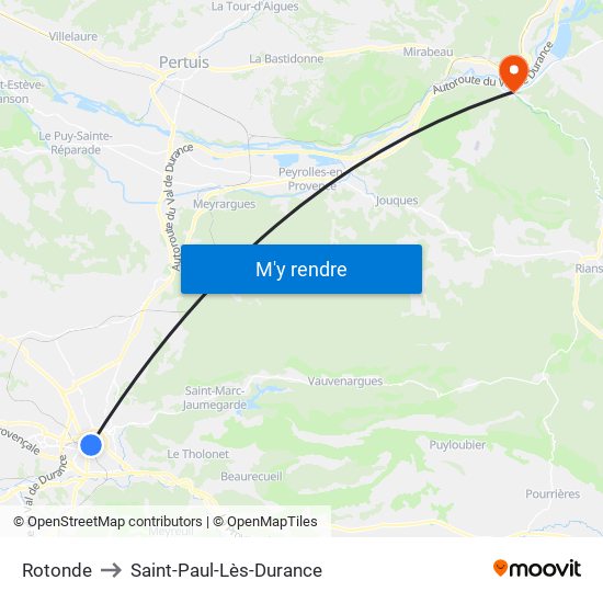 Rotonde to Saint-Paul-Lès-Durance map