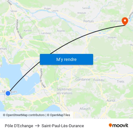 Pôle D'Echange to Saint-Paul-Lès-Durance map