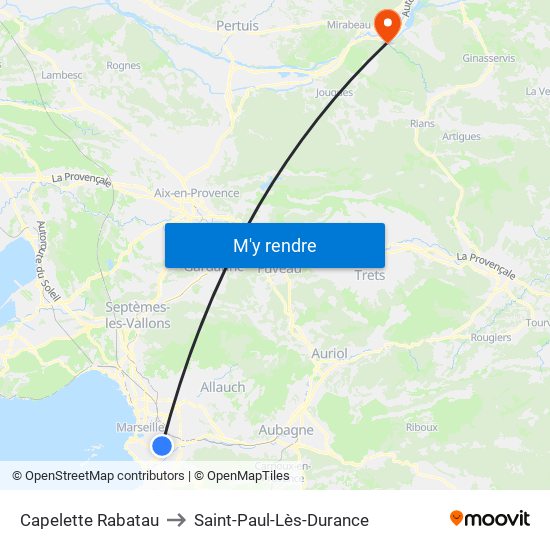 Capelette Rabatau to Saint-Paul-Lès-Durance map