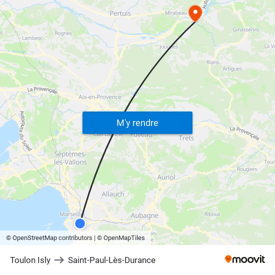 Toulon Isly to Saint-Paul-Lès-Durance map