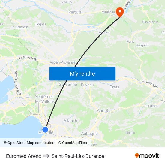 Euromed Arenc to Saint-Paul-Lès-Durance map