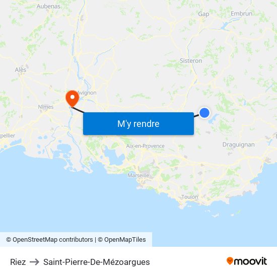 Riez to Saint-Pierre-De-Mézoargues map