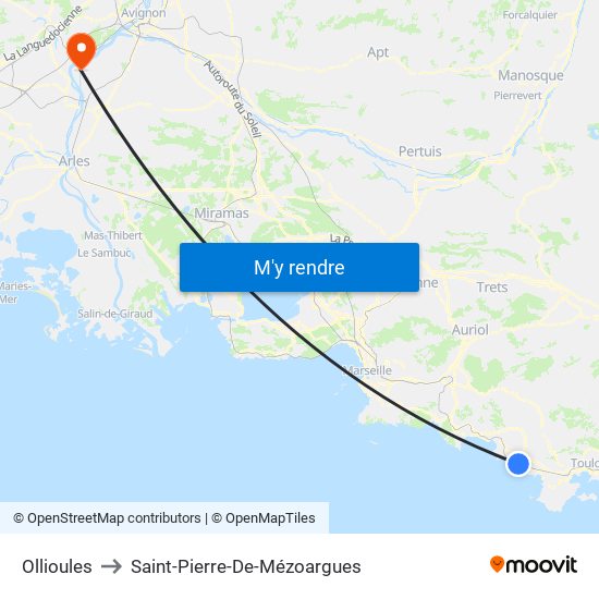 Ollioules to Saint-Pierre-De-Mézoargues map