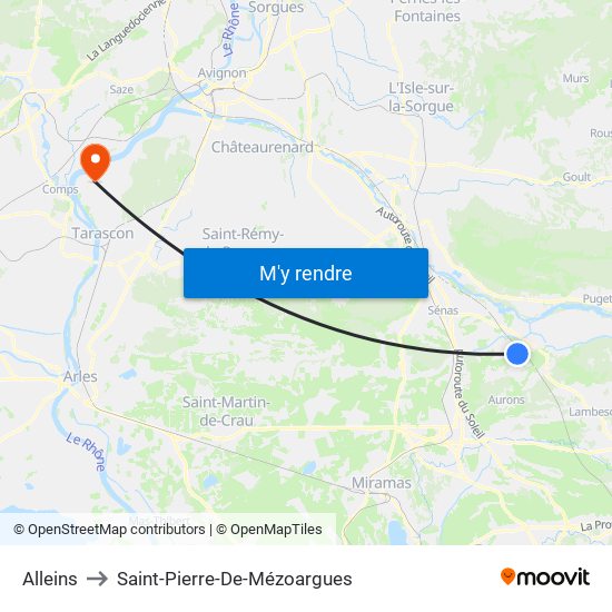 Alleins to Saint-Pierre-De-Mézoargues map