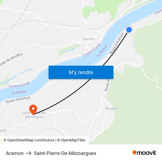 Aramon to Saint-Pierre-De-Mézoargues map