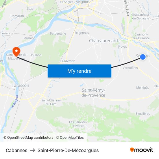 Cabannes to Saint-Pierre-De-Mézoargues map