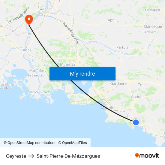 Ceyreste to Saint-Pierre-De-Mézoargues map