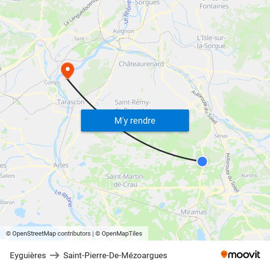 Eyguières to Saint-Pierre-De-Mézoargues map