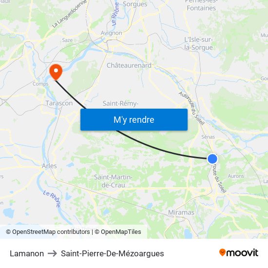Lamanon to Saint-Pierre-De-Mézoargues map