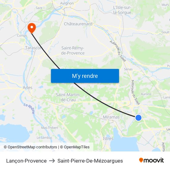 Lançon-Provence to Saint-Pierre-De-Mézoargues map