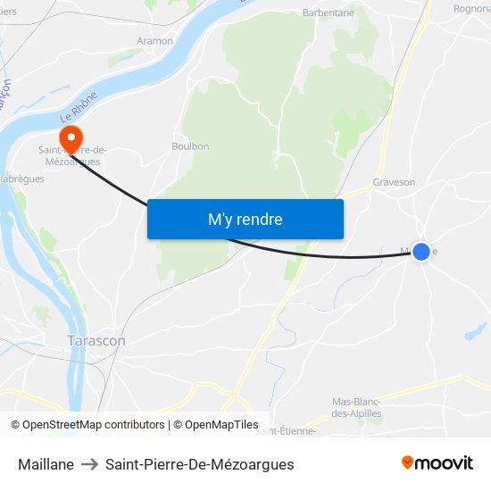 Maillane to Saint-Pierre-De-Mézoargues map