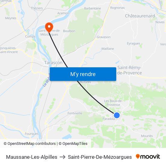 Maussane-Les-Alpilles to Saint-Pierre-De-Mézoargues map