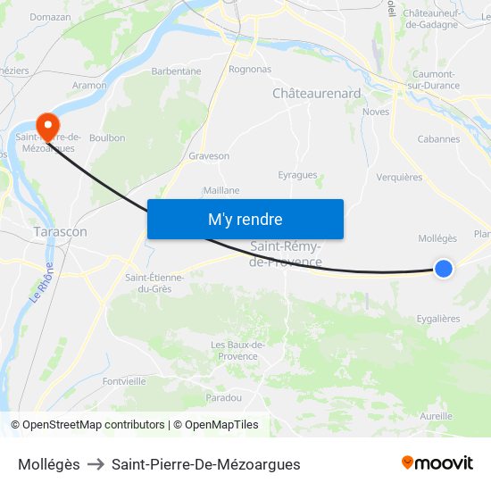 Mollégès to Saint-Pierre-De-Mézoargues map