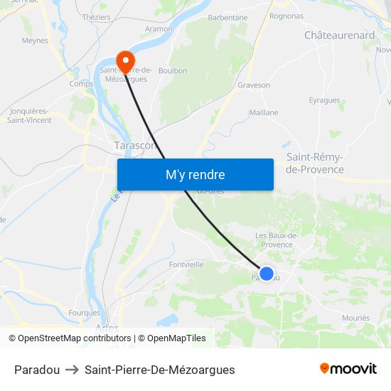 Paradou to Saint-Pierre-De-Mézoargues map