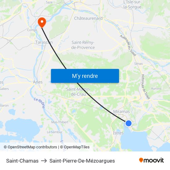 Saint-Chamas to Saint-Pierre-De-Mézoargues map