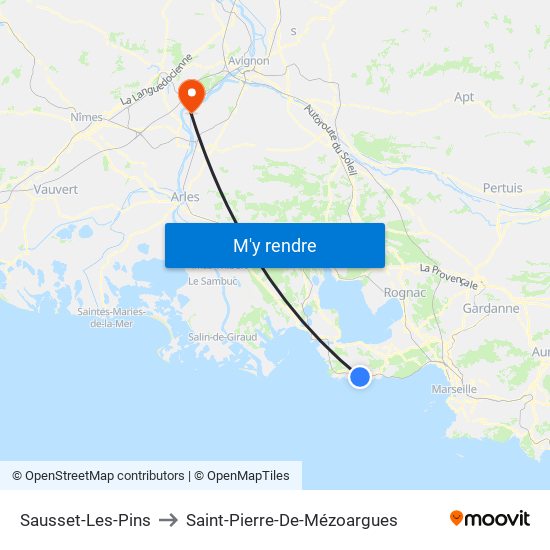 Sausset-Les-Pins to Saint-Pierre-De-Mézoargues map