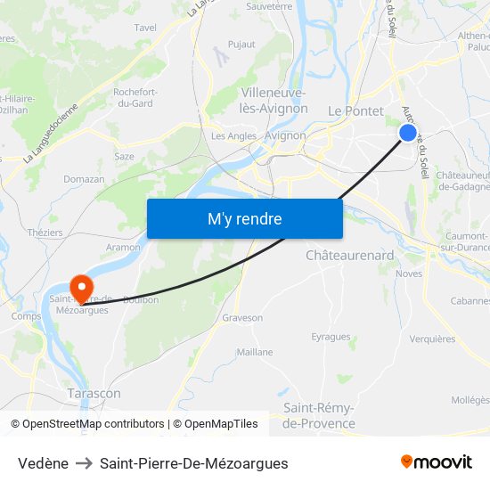 Vedène to Saint-Pierre-De-Mézoargues map